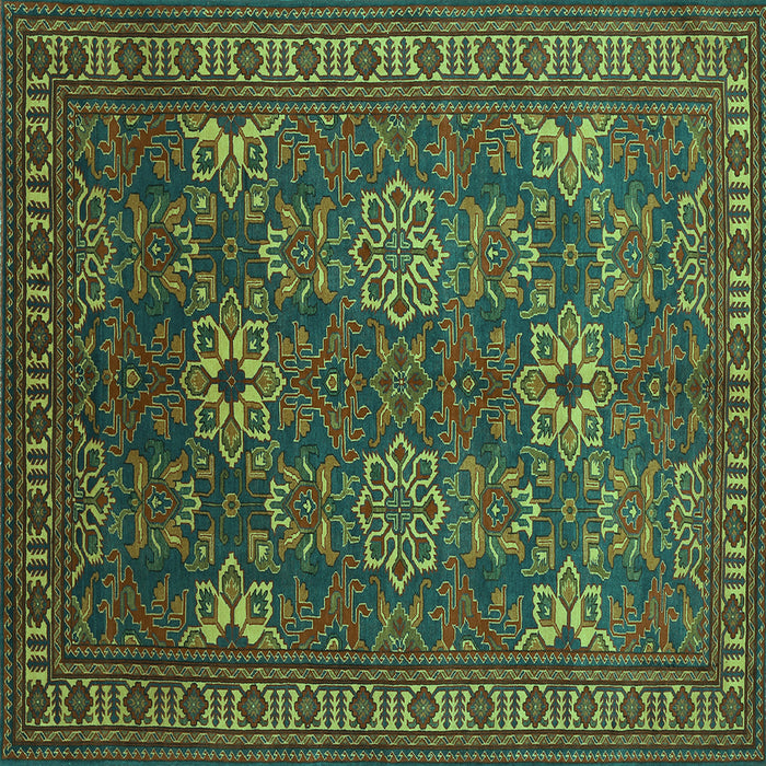 Square Machine Washable Persian Turquoise Traditional Area Rugs, wshtr819turq