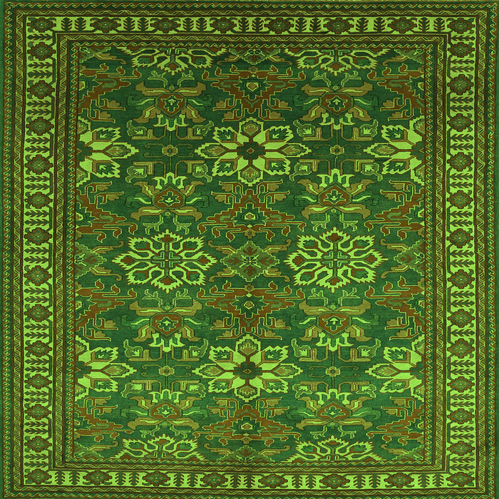 Round Machine Washable Persian Green Traditional Area Rugs, wshtr819grn