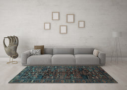 Machine Washable Persian Light Blue Traditional Rug in a Living Room, wshtr81lblu
