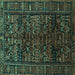 Square Machine Washable Persian Turquoise Traditional Area Rugs, wshtr81turq