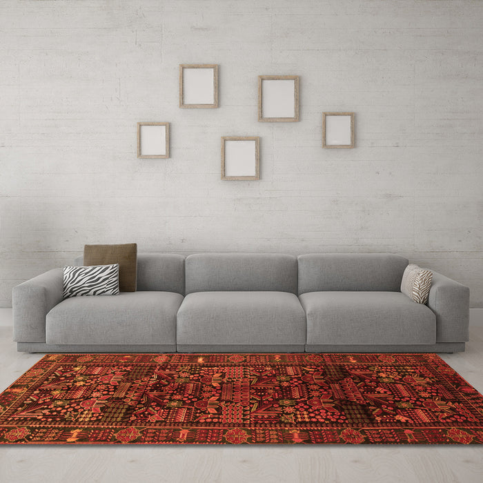 Machine Washable Persian Orange Traditional Area Rugs in a Living Room, wshtr81org