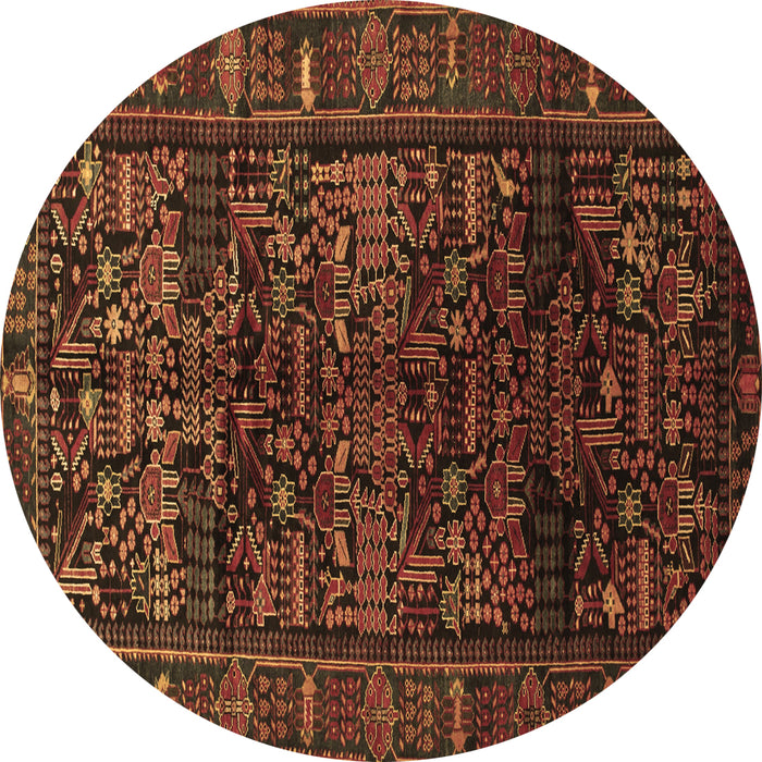 Round Persian Brown Traditional Rug, tr81brn