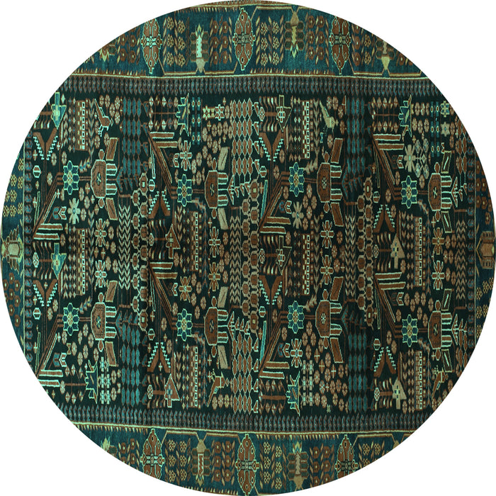 Round Persian Turquoise Traditional Rug, tr81turq