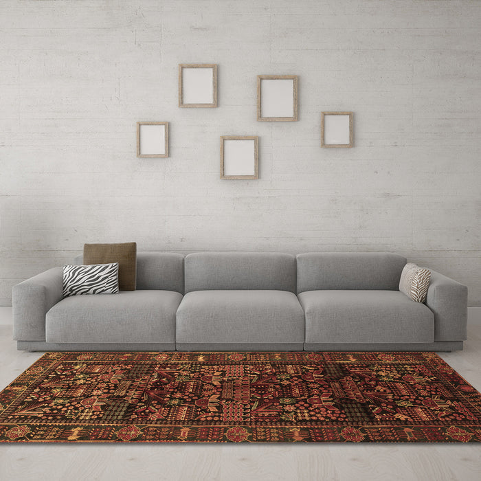 Machine Washable Persian Brown Traditional Rug in a Living Room,, wshtr81brn