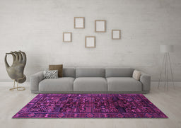 Machine Washable Persian Purple Traditional Area Rugs in a Living Room, wshtr81pur