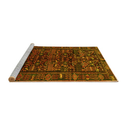 Sideview of Machine Washable Persian Yellow Traditional Rug, wshtr81yw