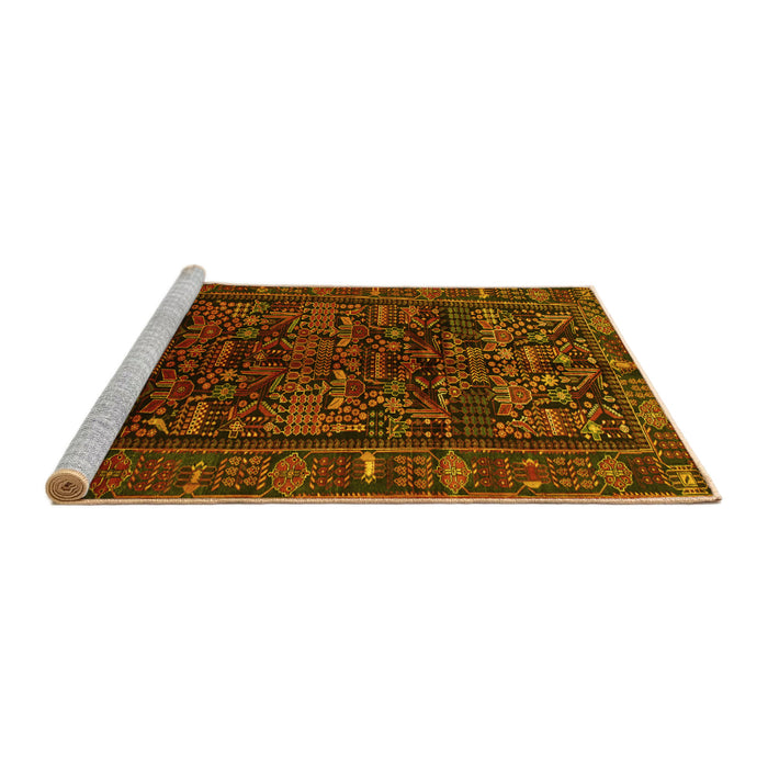 Sideview of Machine Washable Persian Yellow Traditional Rug, wshtr81yw