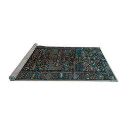 Sideview of Machine Washable Persian Light Blue Traditional Rug, wshtr81lblu