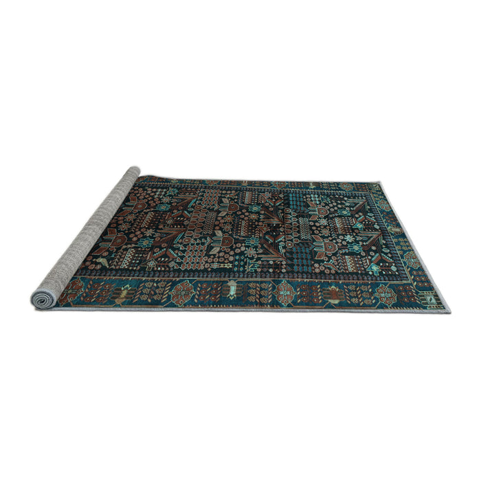 Sideview of Machine Washable Persian Light Blue Traditional Rug, wshtr81lblu