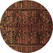 Round Machine Washable Persian Brown Traditional Rug, wshtr81brn