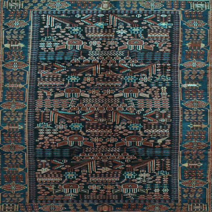 Square Machine Washable Persian Light Blue Traditional Rug, wshtr81lblu