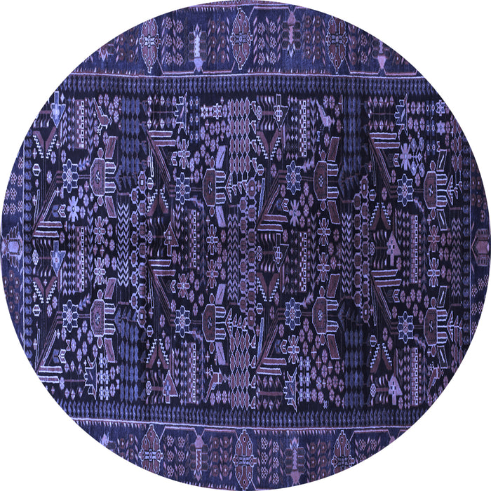 Round Persian Blue Traditional Rug, tr81blu