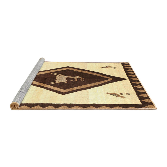 Sideview of Machine Washable Traditional Saddle Brown Rug, wshtr820