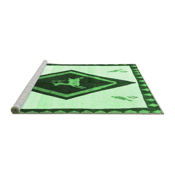 Sideview of Machine Washable Persian Emerald Green Traditional Area Rugs, wshtr820emgrn