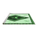 Sideview of Machine Washable Persian Emerald Green Traditional Area Rugs, wshtr820emgrn