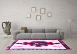 Machine Washable Persian Pink Traditional Rug in a Living Room, wshtr820pnk