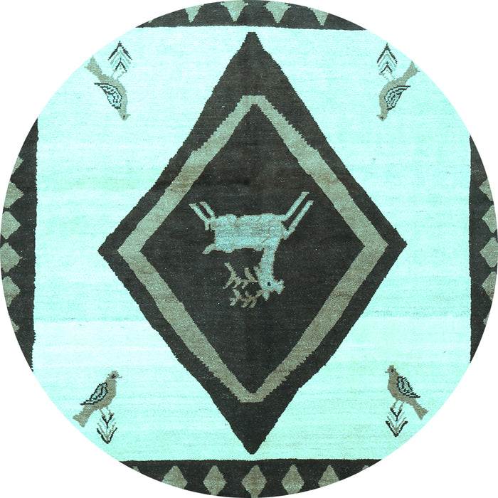 Round Machine Washable Persian Light Blue Traditional Rug, wshtr820lblu