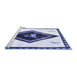 Sideview of Machine Washable Persian Blue Traditional Rug, wshtr820blu