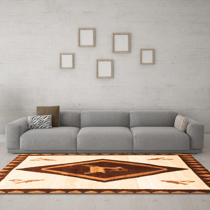 Machine Washable Persian Orange Traditional Area Rugs in a Living Room, wshtr820org