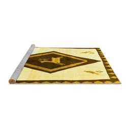 Sideview of Machine Washable Persian Yellow Traditional Rug, wshtr820yw