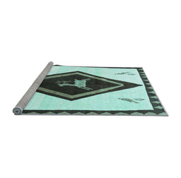 Sideview of Machine Washable Persian Light Blue Traditional Rug, wshtr820lblu