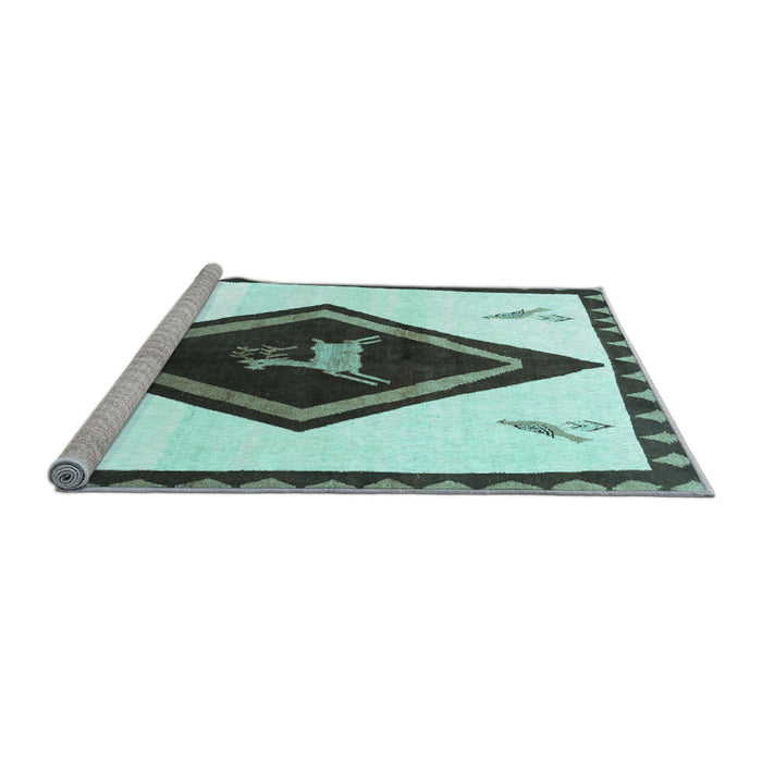 Sideview of Machine Washable Persian Light Blue Traditional Rug, wshtr820lblu