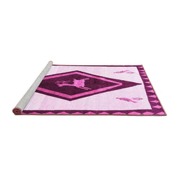 Sideview of Machine Washable Persian Pink Traditional Rug, wshtr820pnk