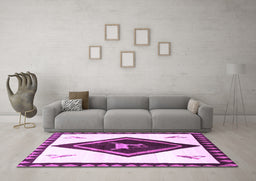 Machine Washable Persian Purple Traditional Area Rugs in a Living Room, wshtr820pur