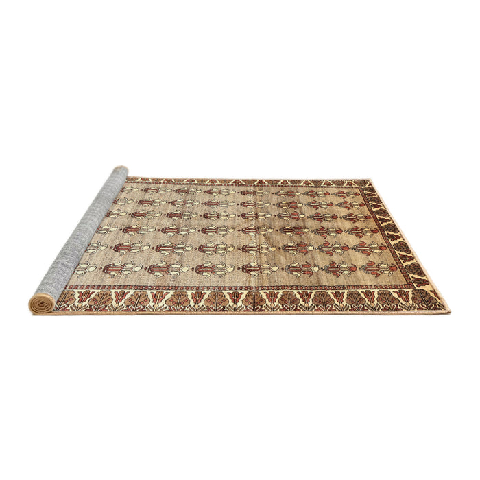 Sideview of Machine Washable Traditional Brown Gold Rug, wshtr821