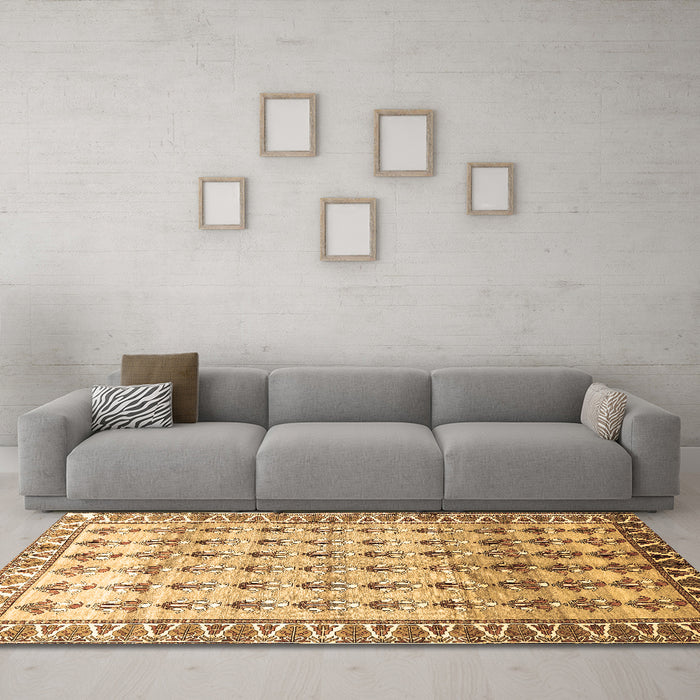 Machine Washable Persian Brown Traditional Rug in a Living Room,, wshtr821brn