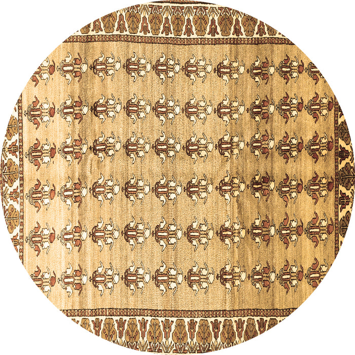 Round Persian Brown Traditional Rug, tr821brn