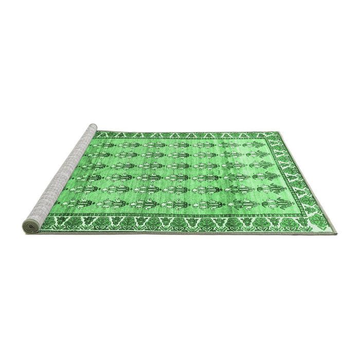 Sideview of Machine Washable Persian Emerald Green Traditional Area Rugs, wshtr821emgrn
