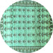 Round Persian Turquoise Traditional Rug, tr821turq