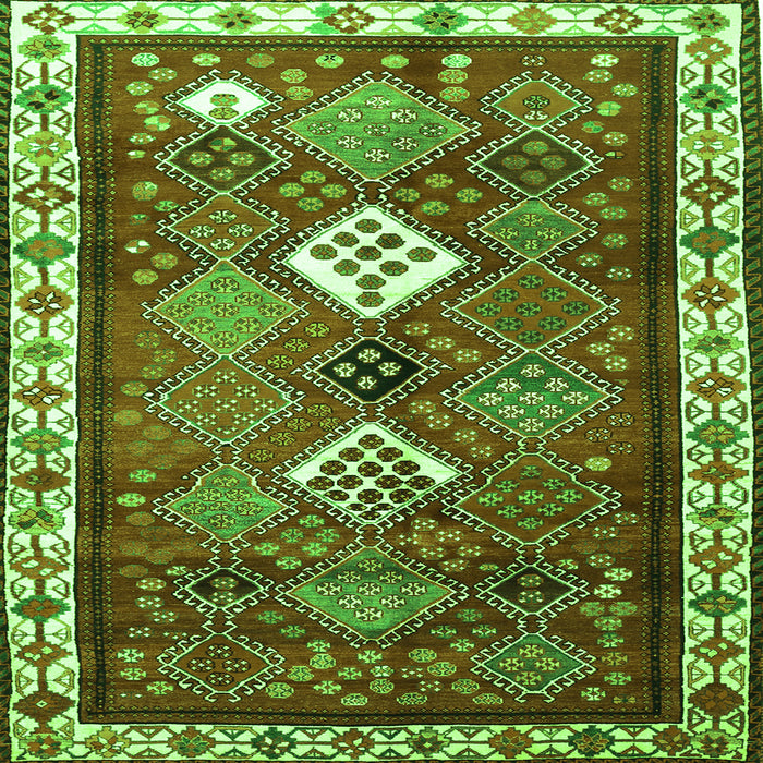 Round Machine Washable Persian Green Traditional Area Rugs, wshtr822grn