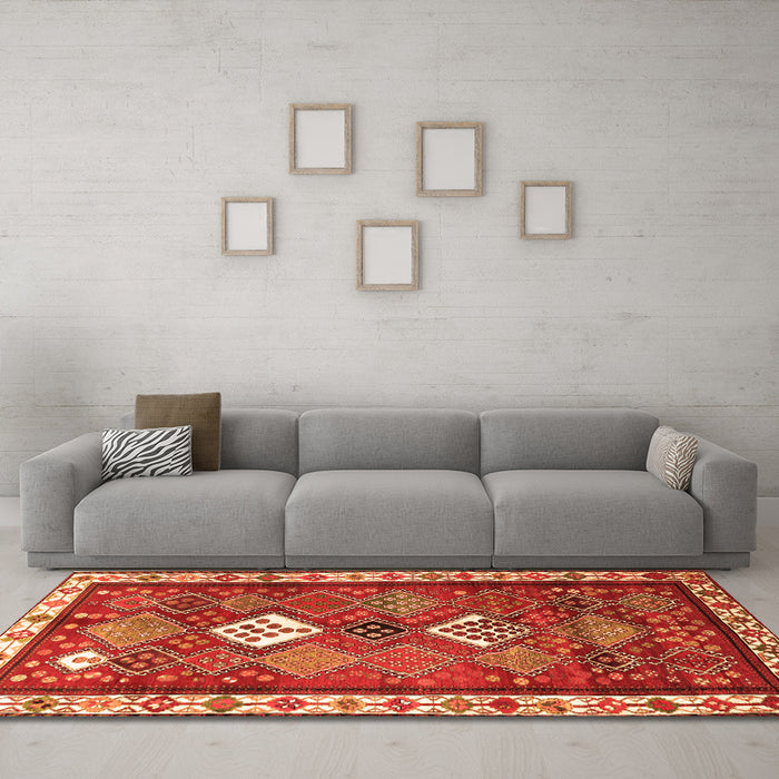 Machine Washable Persian Orange Traditional Area Rugs in a Living Room, wshtr822org