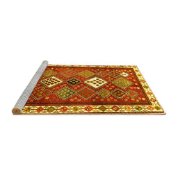 Sideview of Machine Washable Persian Yellow Traditional Rug, wshtr822yw