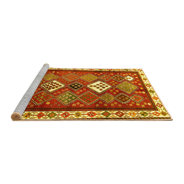 Sideview of Machine Washable Persian Yellow Traditional Rug, wshtr822yw