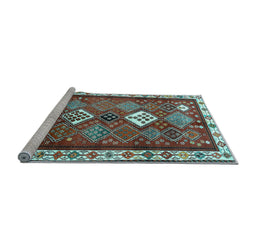 Sideview of Machine Washable Persian Light Blue Traditional Rug, wshtr822lblu