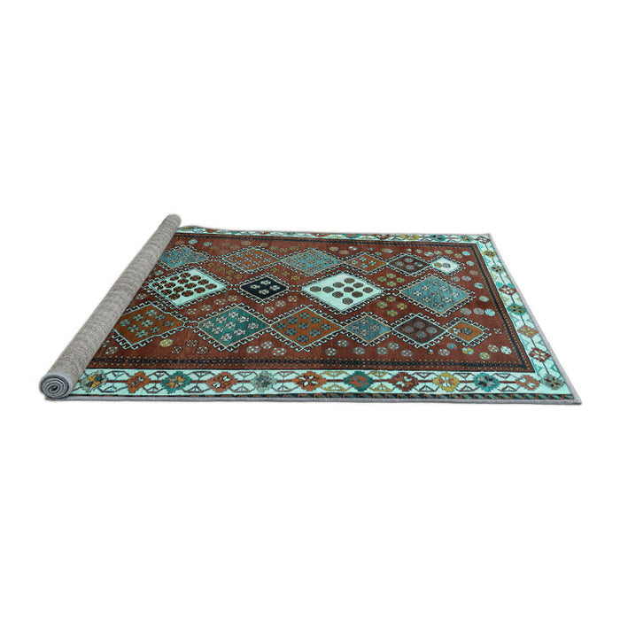 Sideview of Machine Washable Persian Light Blue Traditional Rug, wshtr822lblu