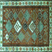 Square Persian Turquoise Traditional Rug, tr822turq