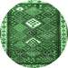 Round Persian Emerald Green Traditional Rug, tr822emgrn