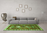 Machine Washable Persian Green Traditional Rug, wshtr822grn