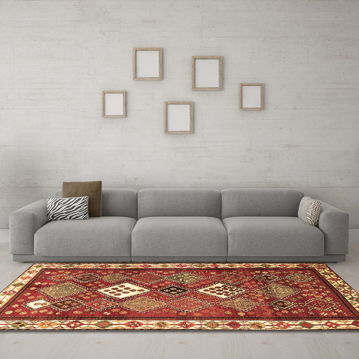 Machine Washable Persian Brown Traditional Rug in a Living Room,, wshtr822brn