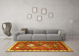 Machine Washable Persian Yellow Traditional Rug in a Living Room, wshtr822yw