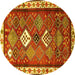 Round Persian Yellow Traditional Rug, tr822yw