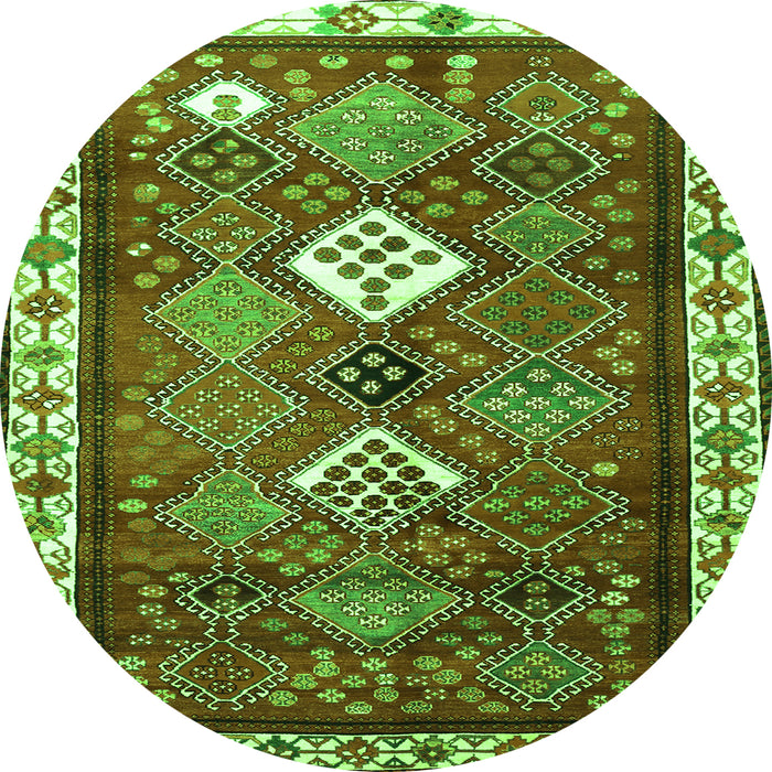 Square Persian Green Traditional Rug, tr822grn