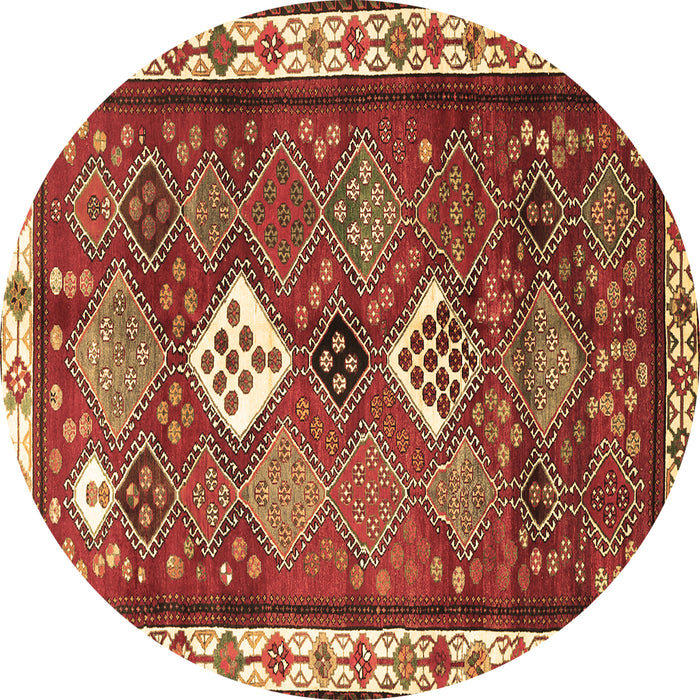 Round Persian Brown Traditional Rug, tr822brn