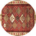 Round Persian Brown Traditional Rug, tr822brn