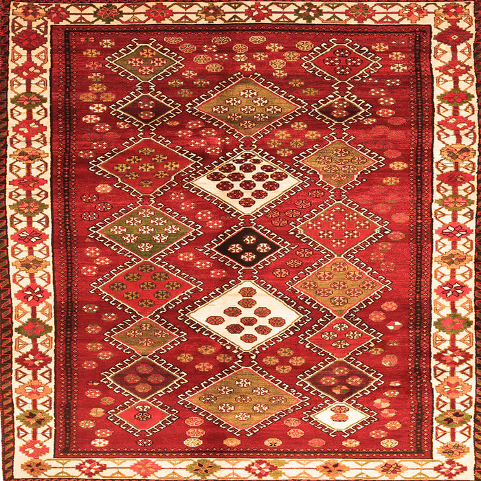 Round Machine Washable Persian Orange Traditional Area Rugs, wshtr822org