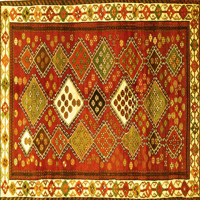 Square Persian Yellow Traditional Rug, tr822yw